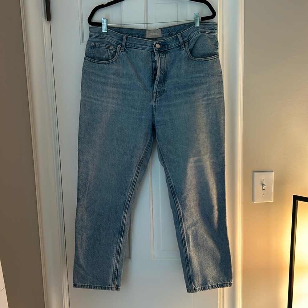 Everlane 90s high rise cheeky straight jean light wash blue size 33